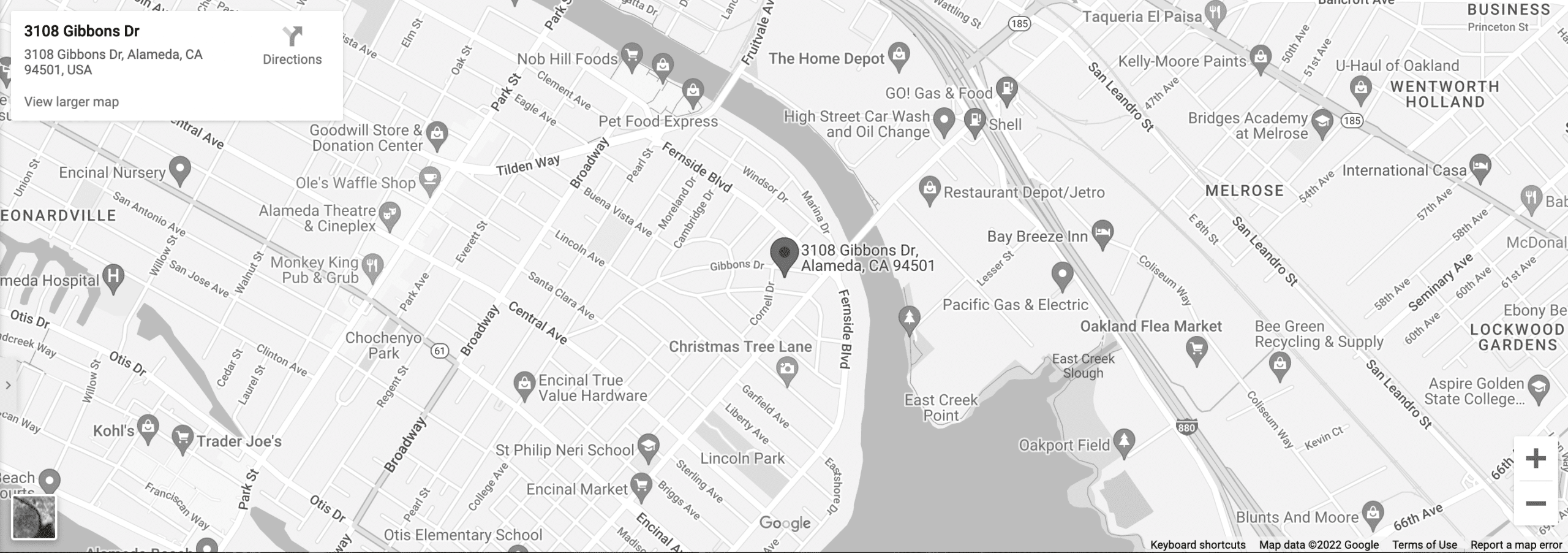 Google Maps showing location of 3108 Gibbons Drive