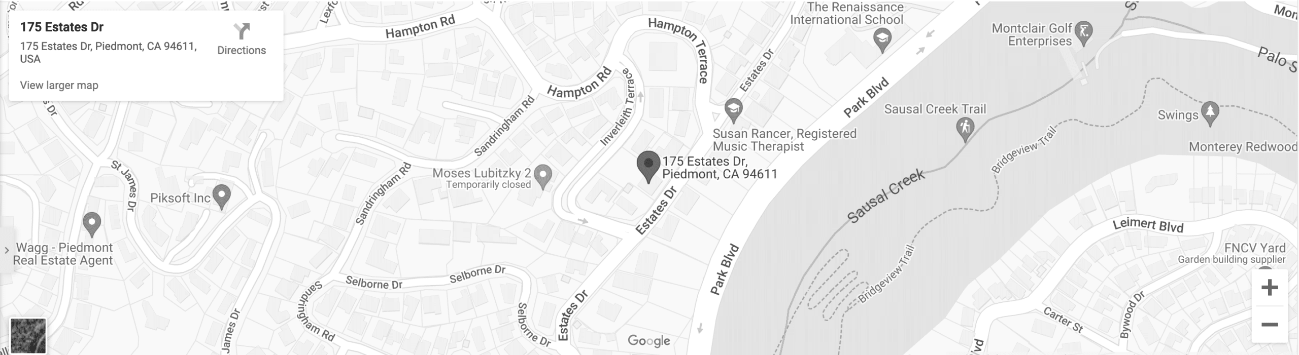 Google Maps showing location of 175 Estates Drive